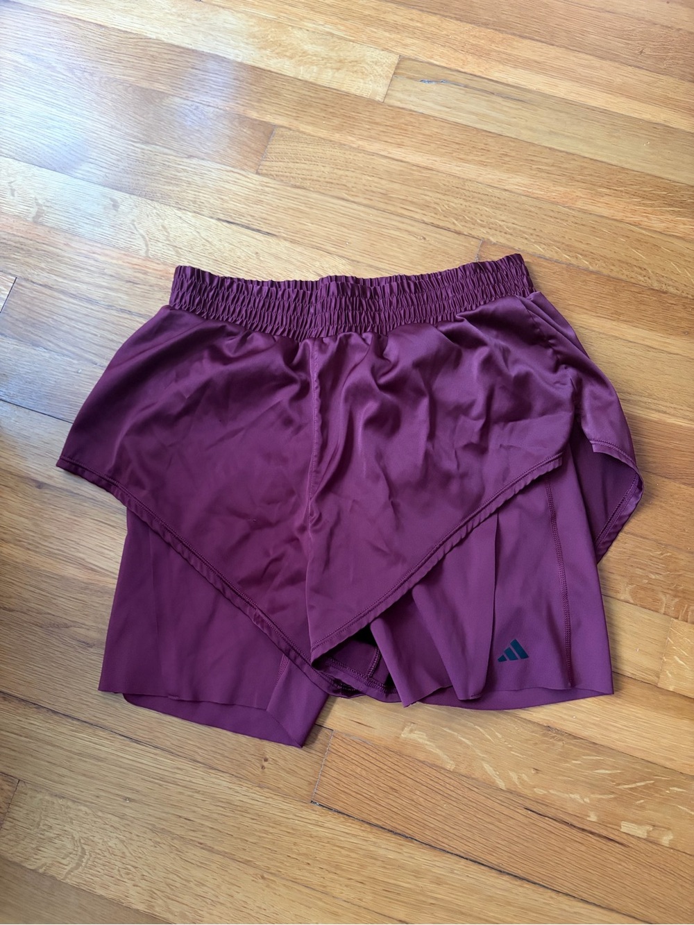adidas Women’s Burgundy Layered Athletic Shorts